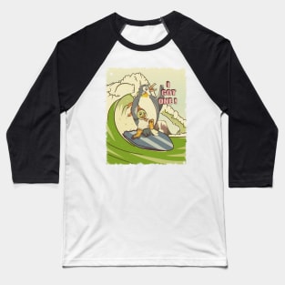 Penguin Surfing Baseball T-Shirt